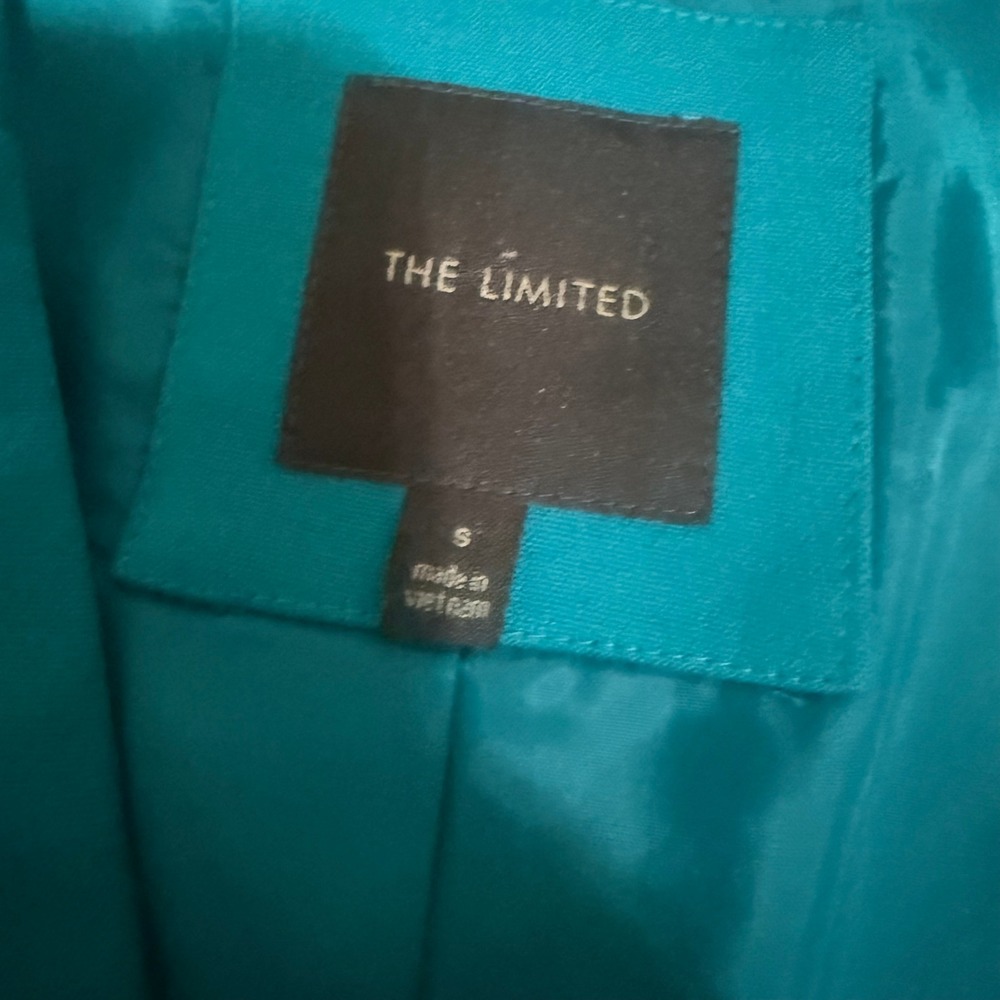 The Limited Teal Blue Open Front Collarless Cropped Blazer Jacket Womens Size S - Picture 5 of 10